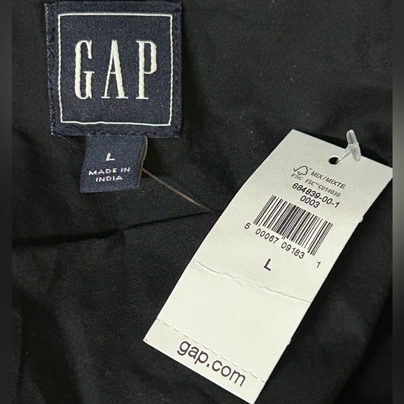 GAP Button Front Tiered Shift Dress Black 100%Cotton Prairie Festival Women Sz L - Picture 9 of 13
